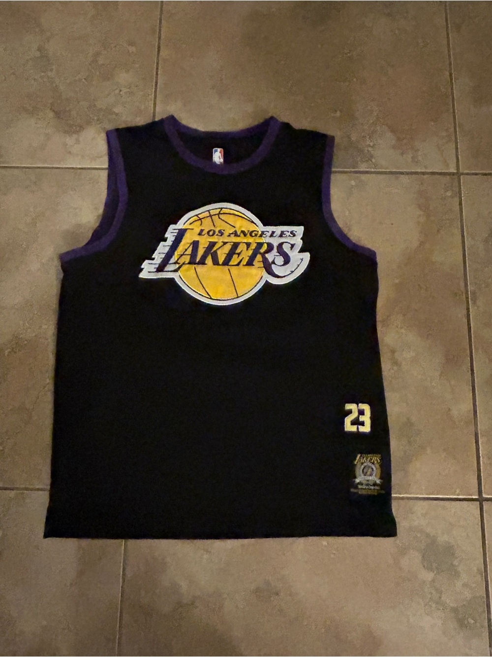 Los Angeles Lakers Kids Black & Purple Sleeveless Jersey - #23